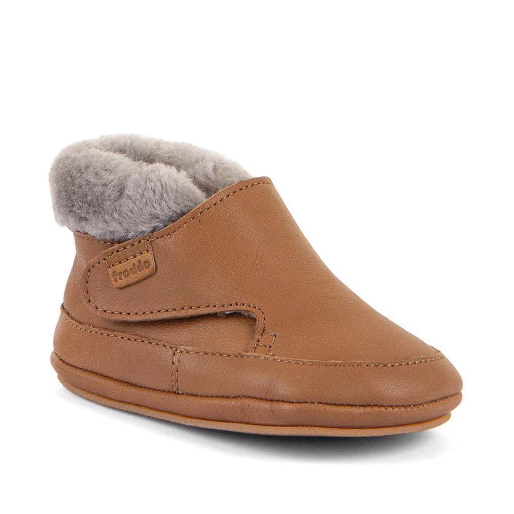 Dětské zimní barefoot capáčky FRODDO FURRY WALKERS Cognac