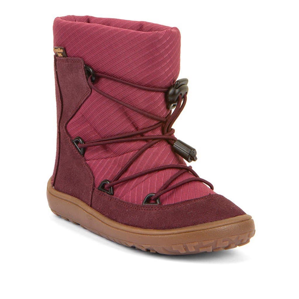 Dětské zimní zateplené barefoot boty FRODDO TEX TRACK WOOL Bordeaux